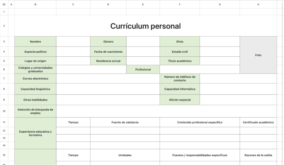 Currículum personal 8